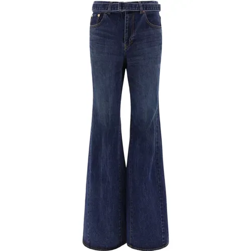 Gürtel Flared Jeans , Damen, Größe: S - Sacai - Modalova