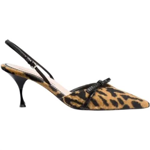 Leopardenmuster Slingback Sandalen , Damen, Größe: 37 EU - Ermanno Scervino - Modalova