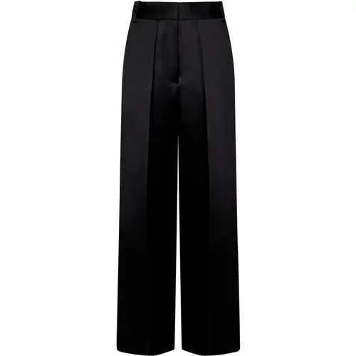 Schwarze Satinhose Elegante Fließende Silhouette - Khaite - Modalova