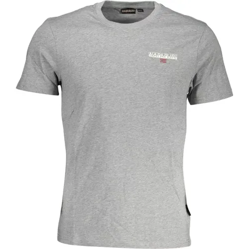 Klassisches Graues Baumwoll-T-Shirt , Herren, Größe: XL - Napapijri - Modalova