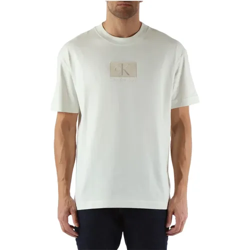 Embroidered Cotton T-shirt , male, Sizes: XL, 2XL, M, S - Calvin Klein Jeans - Modalova