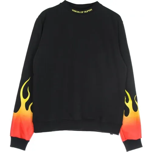 Roter Shaded Flames Crewneck Sweatshirt , Herren, Größe: XL - Vision OF Super - Modalova