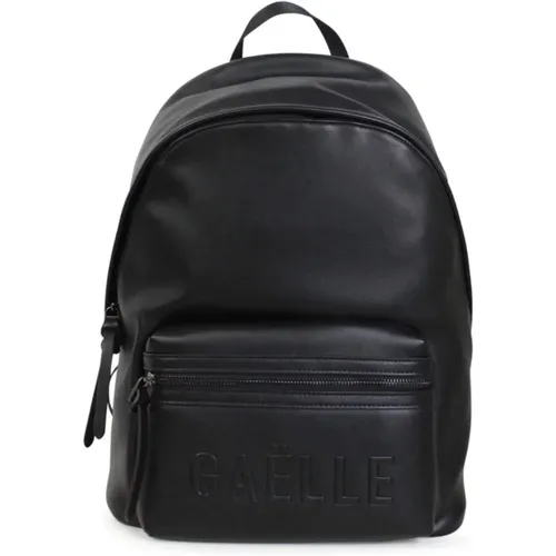 Men Faux Leather Backpack with Logo , male, Sizes: ONE SIZE - Gaëlle Paris - Modalova