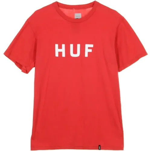 Logo Mens T-Shirt Scarlet/White , male, Sizes: S, XL - HUF - Modalova