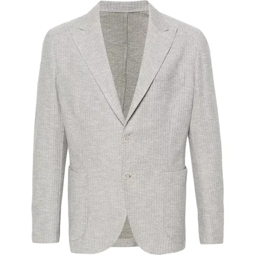 Cotton Linen Jacket 2 Buttons Italy , male, Sizes: L, 3XL - Barba - Modalova