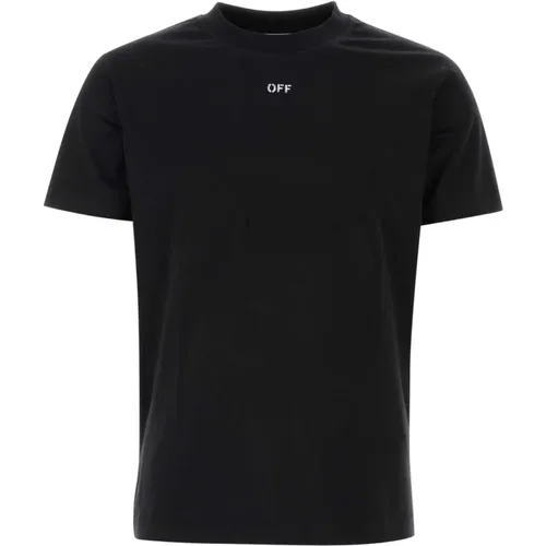 Stilvolles Schwarzes Baumwoll T-Shirt , Herren, Größe: S - Off White - Modalova