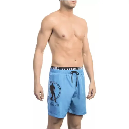 Schicke hellblaue Layered Swim Shorts mit einzigartigem Detail - Bikkembergs - Modalova