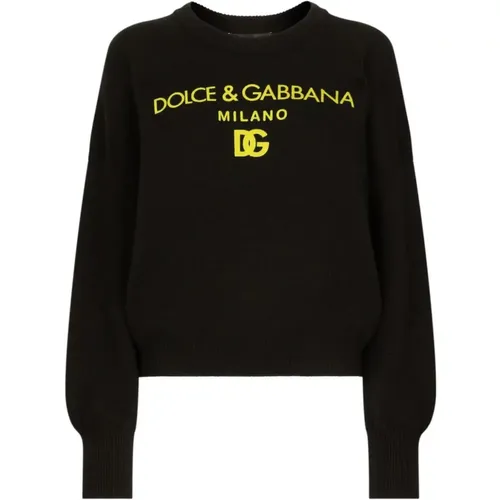 Yellow Crewneck Sweater , female, Sizes: S, XS - Dolce & Gabbana - Modalova