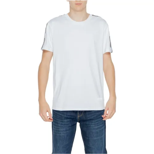Weißes Bedrucktes T-Shirt - Kurze Ärmel , Herren, Größe: L - Moschino - Modalova