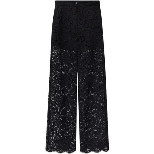 Lace Wide-Leg Trousers , female, Sizes: S - Dolce & Gabbana - Modalova