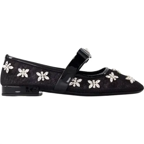 Schwarze Schleifen Flache Schuhe Leder - Versace - Modalova