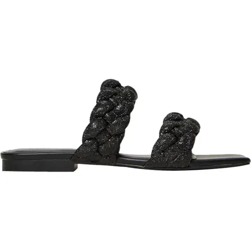 Glamouröse schwarze Slide-Sandalen , Damen, Größe: 37 EU - Actitude - Modalova