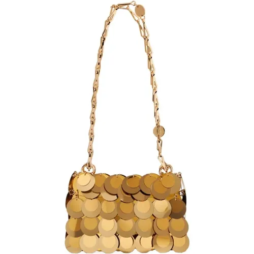 Golden Sparkle Discs Nano Bag , female, Sizes: ONE SIZE - Paco Rabanne - Modalova