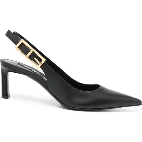 Schwarze Leder Slingback Absätze , Damen, Größe: 36 EU - Sergio Rossi - Modalova