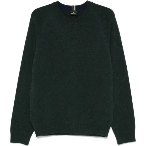 Grüner Merinowolle Rundhalsausschnitt Pullover , Herren, Größe: 2XL - Paul Smith - Modalova