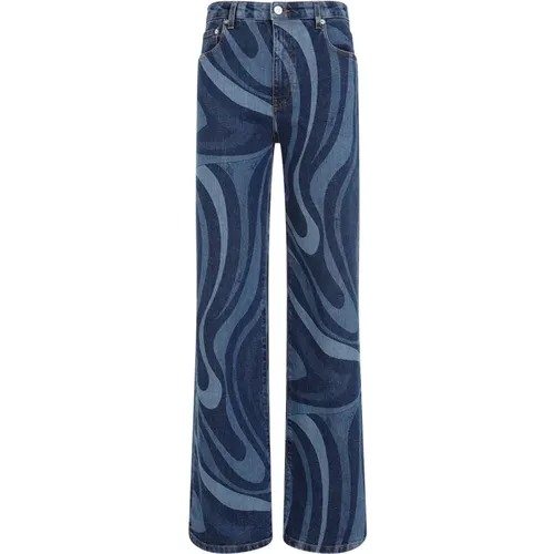 Blue Marble Pattern Jeans , female, Sizes: XS - EMILIO PUCCI - Modalova