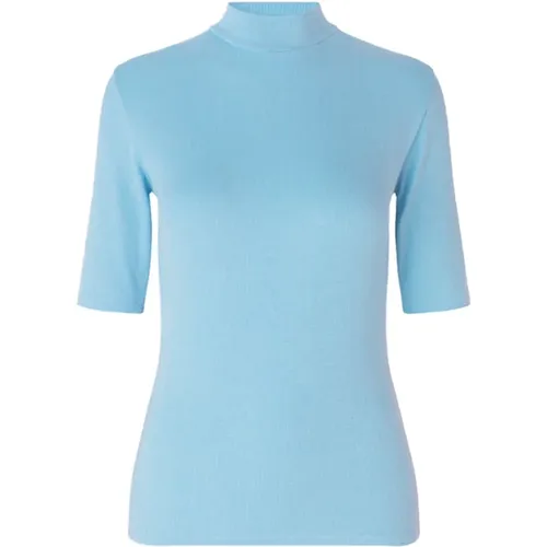 Blaues Turtle Neck Rippshirt , Damen, Größe: S - Modström - Modalova