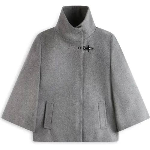 Grey Wool Blend Cape Jacket , female, Sizes: S, L, M - Fay - Modalova