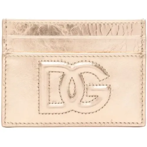 Metallisch rosa Logo Kartenhalter,Geprägte Logo Metallic-Geldbörse - Dolce & Gabbana - Modalova