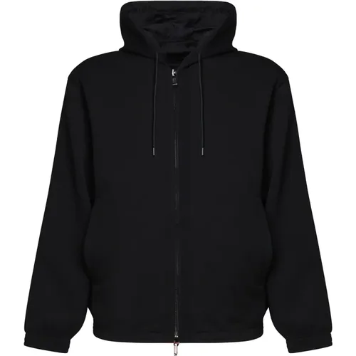 Schwarzer Baumwollkapuzenpullover mit Reißverschluss , Herren, Größe: 2XL - Emporio Armani - Modalova