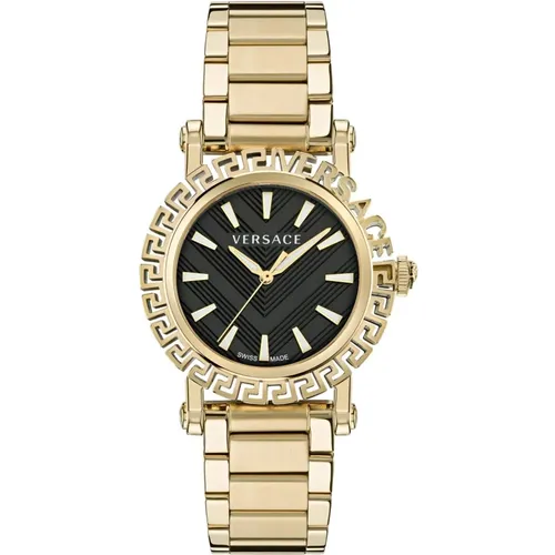 Glam Greca Damenuhr Gold Schwarz - Versace - Modalova