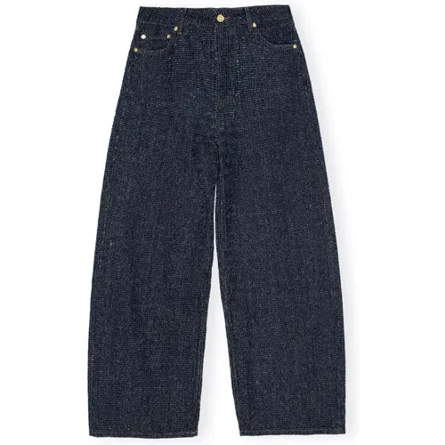 Fluffy Denim Wide Jeans , female, Sizes: W29, W28 - Ganni - Modalova