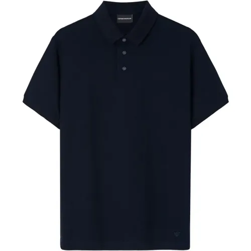 Blaues Jersey-Polo , Herren, Größe: 2XL - Emporio Armani - Modalova