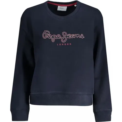 Blauer Baumwoll-Sweatshirt mit Logodruck , Damen, Größe: S - Pepe Jeans - Modalova