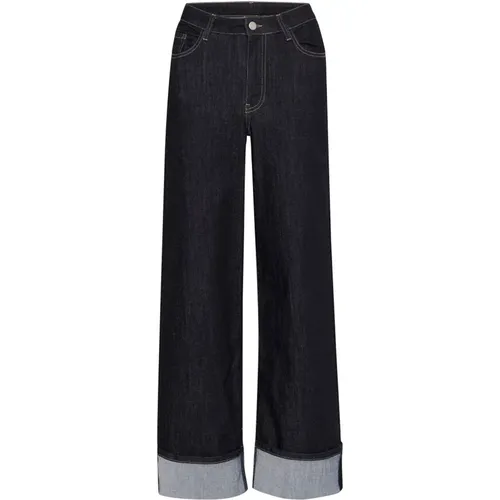 Dunkelblaue Denim Jeans mit Mid-Rise , Damen, Größe: 2XL - Kaffe - Modalova