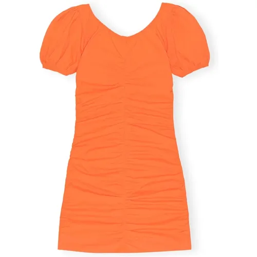 Vibrant Baumwoll Poplin Mini Kleid , Damen, Größe: L - Ganni - Modalova