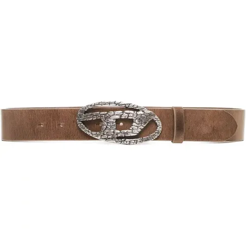 Cracked Effect Leather Belt Brown , female, Sizes: 85 CM, 80 CM, 75 CM - Diesel - Modalova