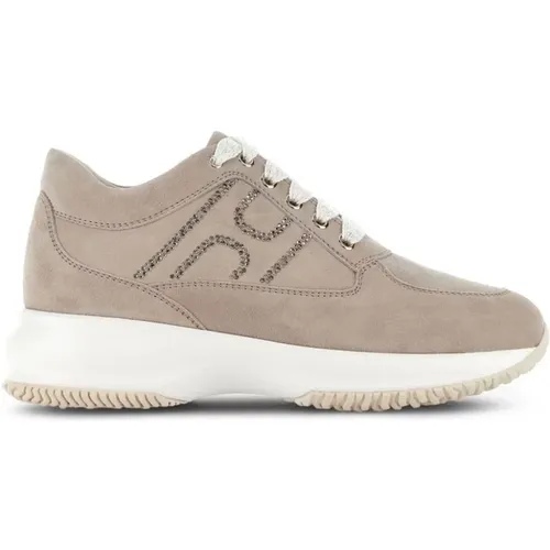 Leder Kristall Sneakers , Damen, Größe: 37 1/2 EU - Hogan - Modalova