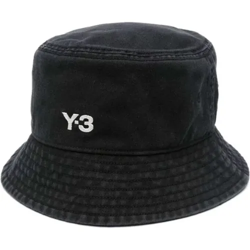 Schwarzer Baumwolltwill Hut mit Besticktem Logo , Herren, Größe: M - Y-3 - Modalova