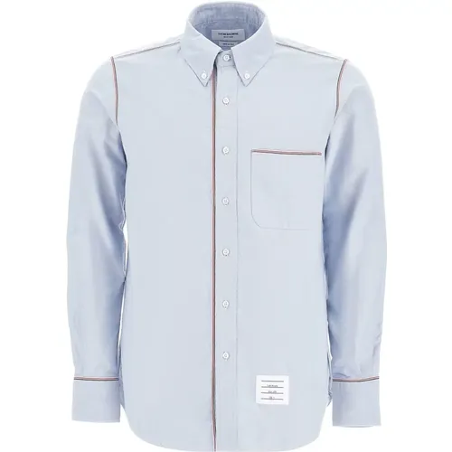 Gros-grain trim button-down shirt , male, Sizes: M, L, XL, S - Thom Browne - Modalova