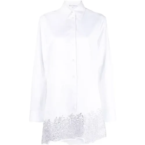 Weißes Kleid mit Kristallverzierung - JW Anderson - Modalova
