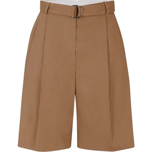 High Waist Linen Blend Shorts , female, Sizes: L, 3XL - Hugo Boss - Modalova