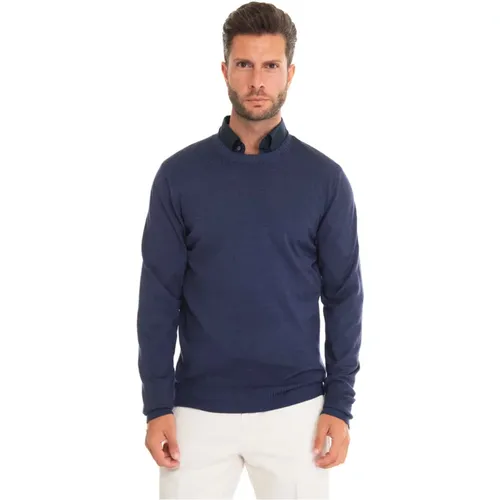 Stone Washed Slim Fit Pullover , Herren, Größe: 4XL - Fay - Modalova