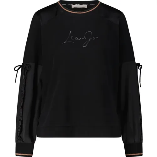 Logo Sweater mit Satinärmeln - Liu Jo - Modalova