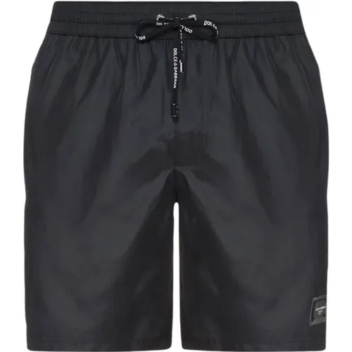 Plaque Plate Drawstring Swimshorts , male, Sizes: S, 2XL, L - Dolce & Gabbana - Modalova