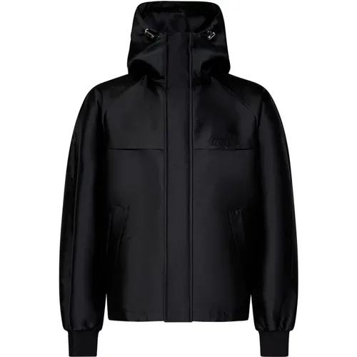 Schwarze Windbreaker-Jacke aus Seidenmischung - alexander mcqueen - Modalova