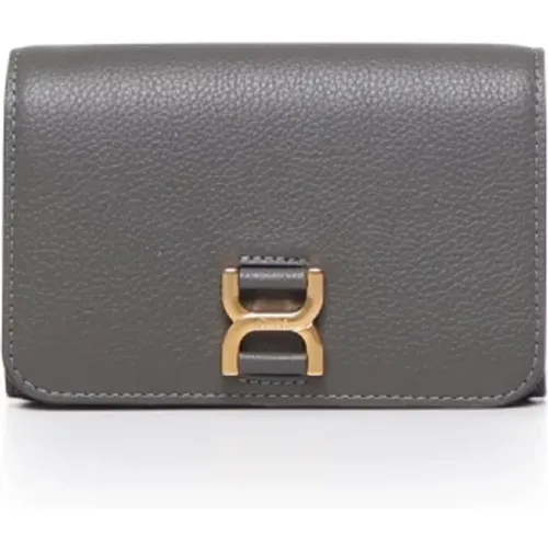 Compact Grey Wallet with Snap Button Closure , female, Sizes: ONE SIZE - Chloé - Modalova