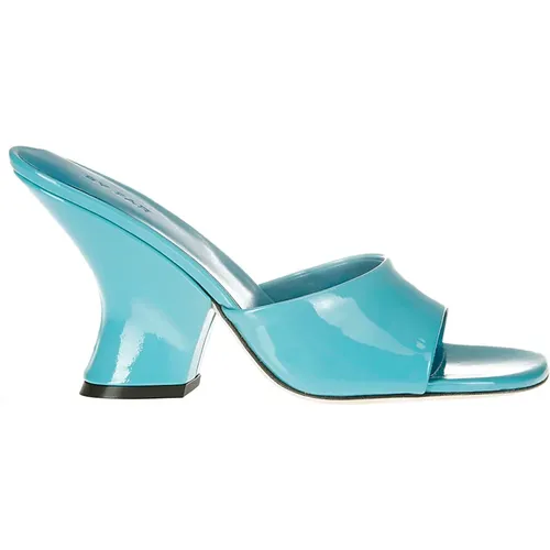 Aquamarine Patent Leather Heeled Mules , female, Sizes: 2 UK, 3 UK - By FAR - Modalova