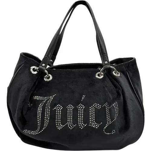 Schwarze Shopper-Tasche mit Strass-Detail , Damen, Größe: ONE Size - Juicy Couture - Modalova