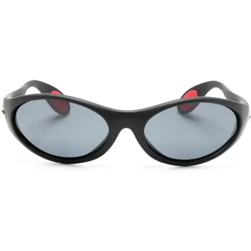 Schwarze gummierte Sonnenbrille mit farbigen Gläsern,Schwarze Fahrradbrille - Coperni - Modalova