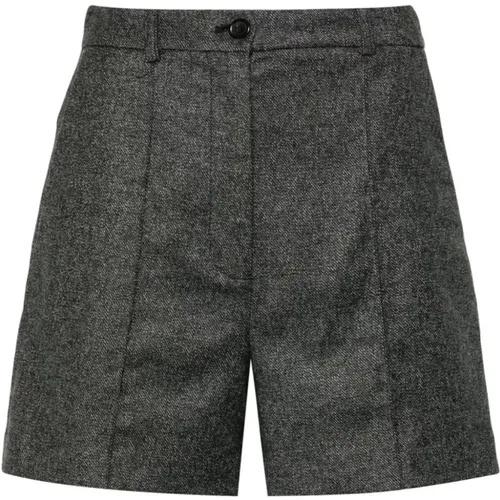 High-Waisted Anthracite Grey Shorts , female, Sizes: M, S - pinko - Modalova