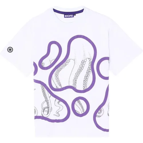 Klassisches Weißes Baumwoll-T-Shirt , Herren, Größe: M - Octopus - Modalova