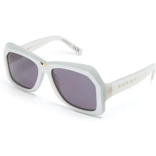 Silber Metallic Sonnenbrille , Damen, Größe: 57 MM - Marni - Modalova