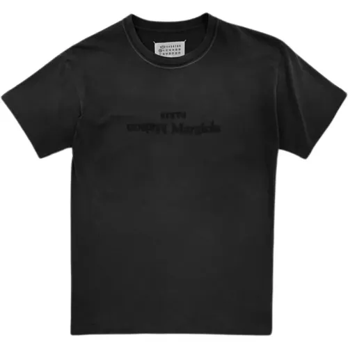Schwarzes T-Shirt mit umgekehrtem Logo,Schwarze T-Shirts Polos für Frauen - Maison Margiela - Modalova