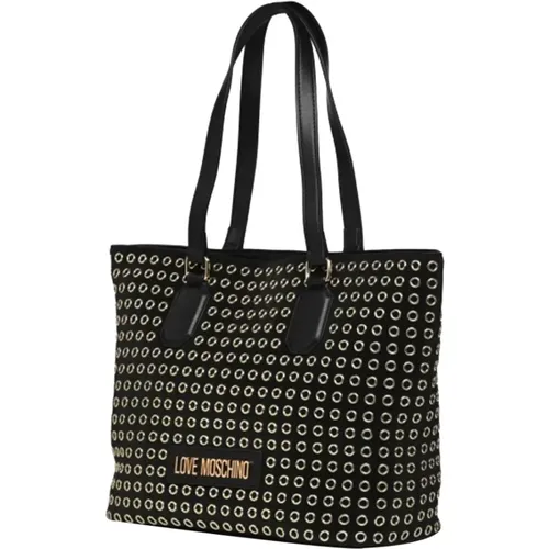 Schwarze Shopper Tasche mit Goldenen Details - Moschino - Modalova