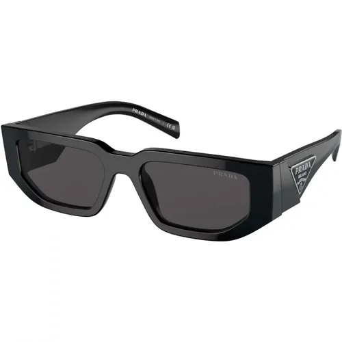 Schwarze/Dunkelgraue Sonnenbrille , Herren, Größe: 54 MM - Prada - Modalova